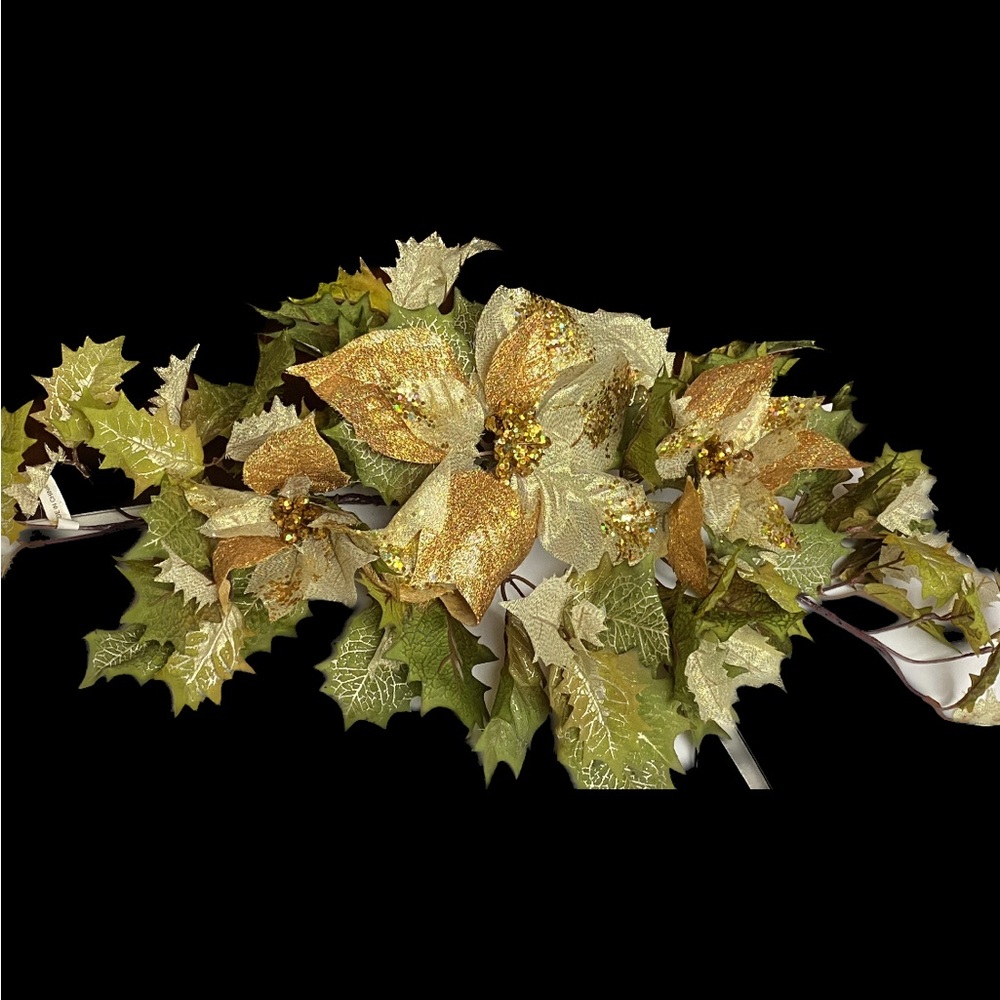 Home interiors Retired elegant Gold poinsettia garland